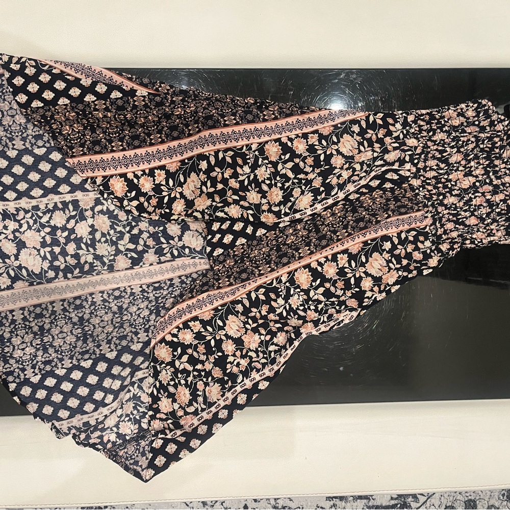 Floral Maxi Dress with Geometric Patterns